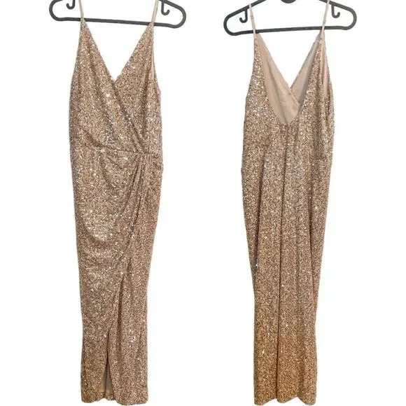 Jonathan Simkhai Speckled Sequin Wrap Dress in Gold Jonathan Simkhai Speckled Sequin Wrap Dress in Gold